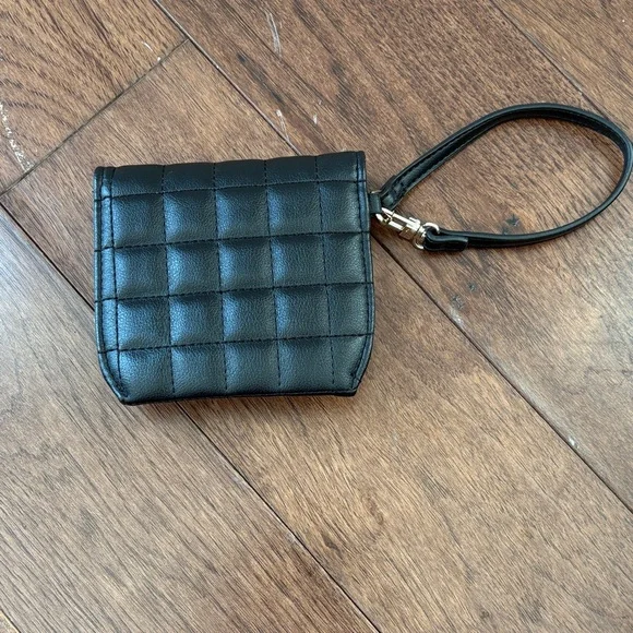 Steve Madden Black Quilted Wristlet with Gold Accents - Picture 2 of 5